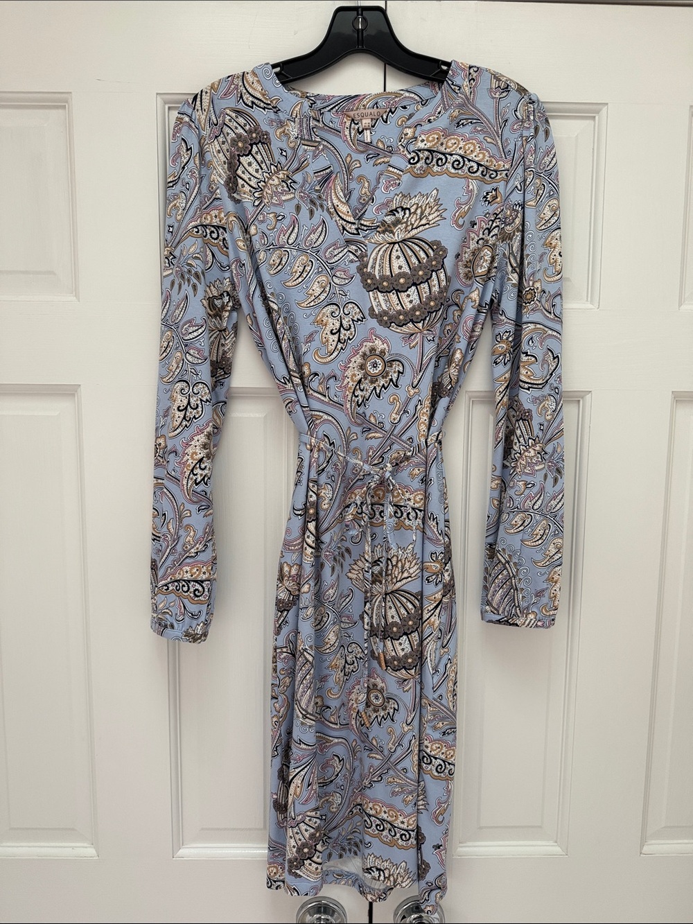 ESQUALO Light Blue Paisley Long Sleeve Dress